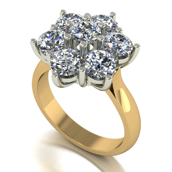 3.50ct (7x 5.0mm) Round Moissanite Set Cluster Ring