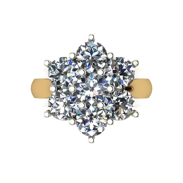 3.50ct (7x 5.0mm) Round Moissanite Set Cluster Ring