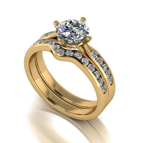 1.50ct (1x 6.5mm & 25x 1.3mm) Round Moissanite Bridal Set Ring