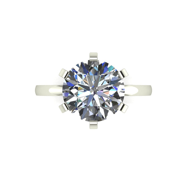 4.00ct (1x10.0) Round Moissanite Set Single Stone Ring