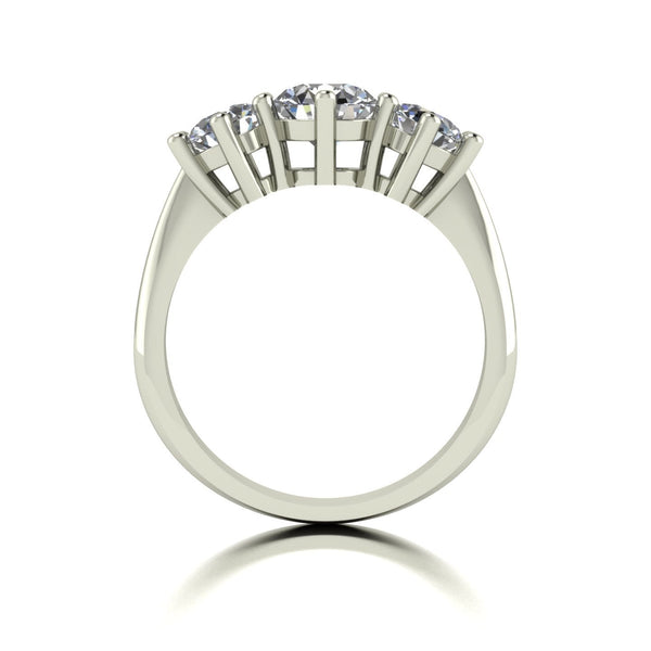 2.00ct (1x 6.5mm & 2x 5.0mm) Round Moissanite Set Three Stone Ring