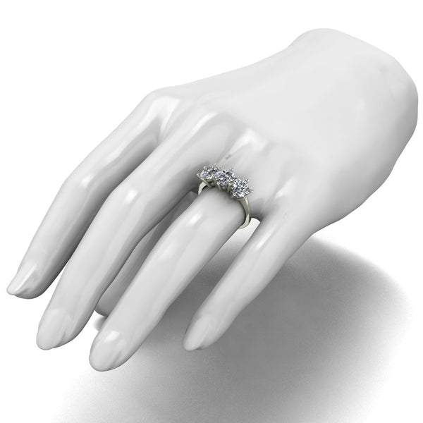 3.00ct (3x 6.5mm) Round Moissanite Set Three Stone Ring