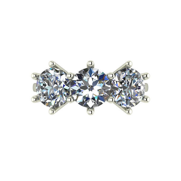 3.00ct (3x 6.5mm) Round Moissanite Set Three Stone Ring