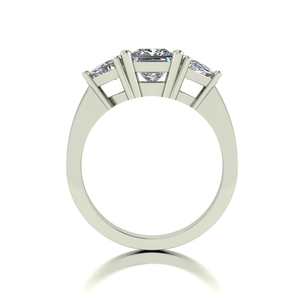 2.00ct (1x 5.5mm Sqr & 2x 5.0mm Trill) Square & Trillion Moissanite Set Three Stone Ring