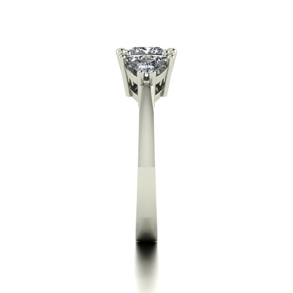 2.00ct (1x 5.5mm Sqr & 2x 5.0mm Trill) Square & Trillion Moissanite Set Three Stone Ring