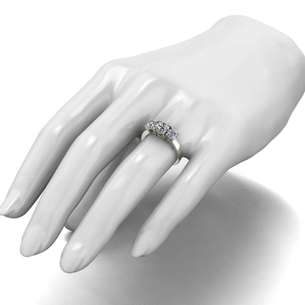 2.00ct (1x 6.5mm & 2x 5.0mm) Round Moissanite Set Three Stone Ring