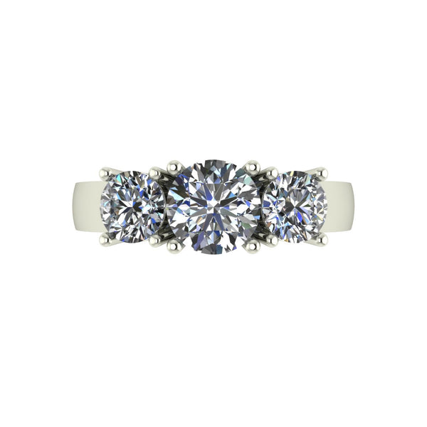 2.00ct (1x 6.5mm & 2x 5.0mm) Round Moissanite Set Three Stone Ring
