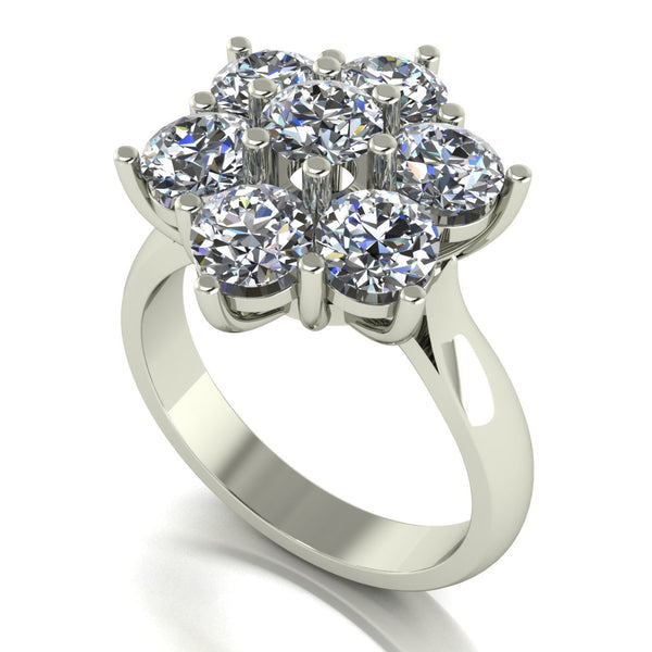 3.50ct (7x 5.0mm) Round Moissanite Set Cluster Ring