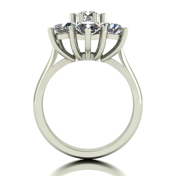 3.50ct (7x 5.0mm) Round Moissanite Set Cluster Ring
