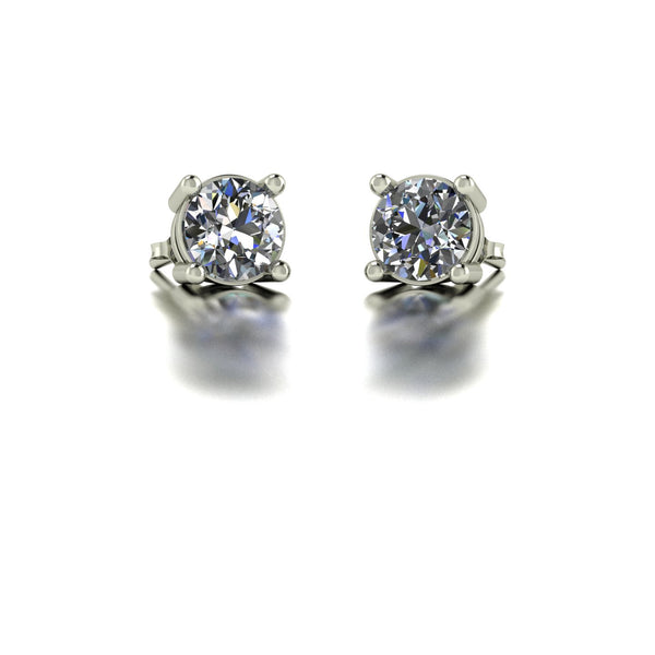 1.20ct (2x 5.5mm) Round Moissanite Set Earrings