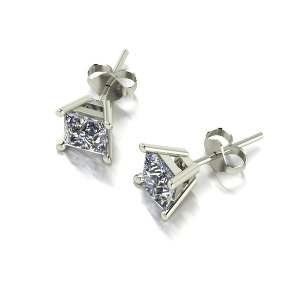 1.50ct (2x 5.0mm) Square Moissanite Set Earrings