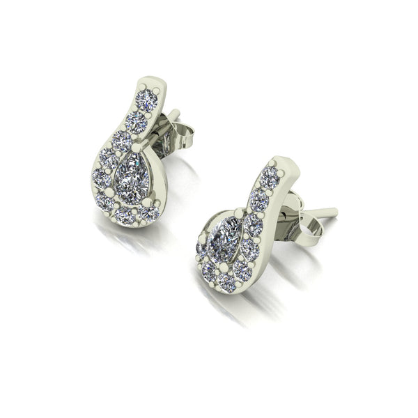 0.80ct (2x 5x3mm Pear & 16x 1.9mm) NEW Pear & Round Moissanite Set Earrings
