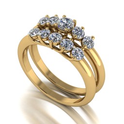 1.00ct (1x 4.0mm & 9x 3.0mm) Round Moissanite Bridal Set Ring