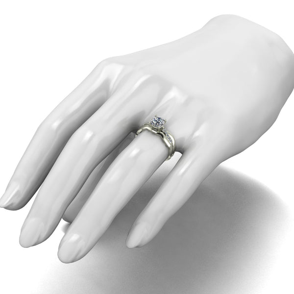 1.10ct (1x 6.5mm & 10x 1.3mm Rnd) Round Moissanite Bridal Set Ring