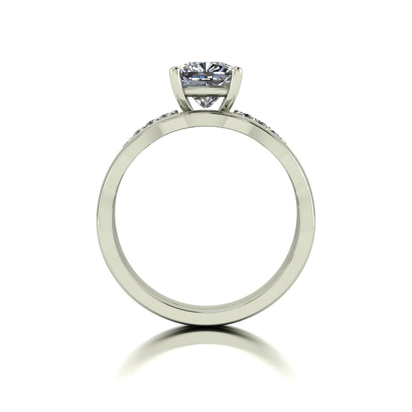 1.10ct (1x 6.5mm & 10x 1.3mm Rnd) Round Moissanite Bridal Set Ring