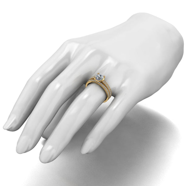 1.40ct (1x 6.5mm & 39x 1.3mm) Round Moissanite Bridal Set Ring