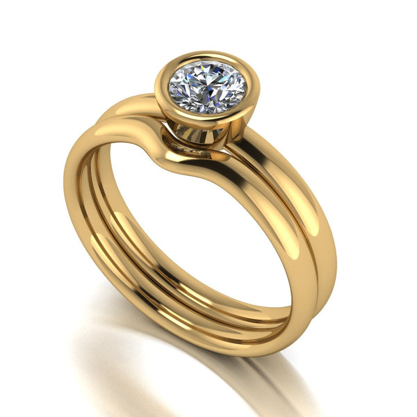 0.50ct (1x 5.0mm) Round Moissanite Bridal Set Ring