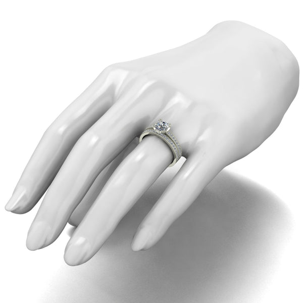 1.40ct (1x 6.5mm & 39x 1.3mm) Round Moissanite Bridal Set Ring