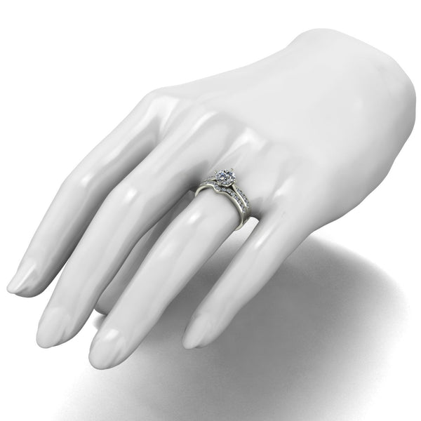 1.50ct (1x 6.5mm & 25x 1.3mm) Round Moissanite Bridal Set Ring